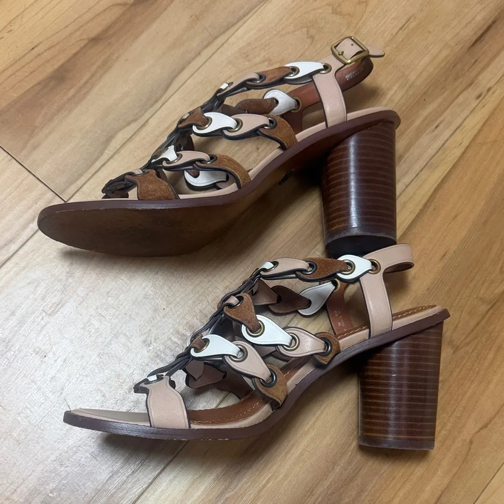 Coach 1941 Coachlink Sandals in the Saddle/Beechwood/Chalk colorway size 8.5 - Picture 3 of 11